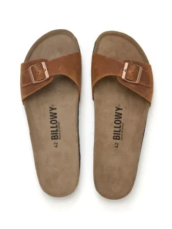 Leren slippers lichtbruin