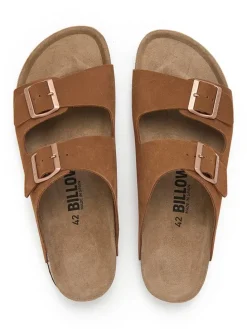 Leren slippers lichtbruin