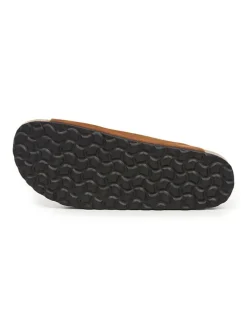Leren slippers lichtbruin