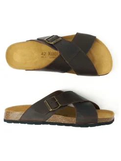 Leren slippers "Ramon" bruin