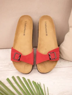 Leren slippers rood
