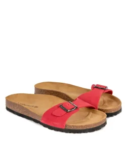 Leren slippers rood