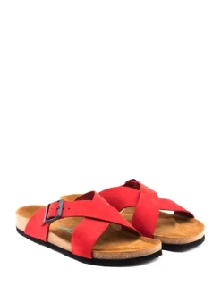 Leren slippers rood
