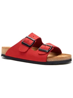 Leren slippers rood