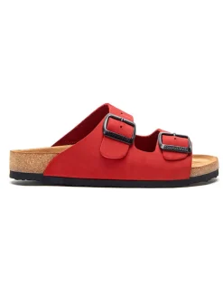 Leren slippers rood