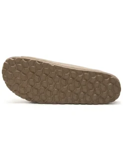 Leren slippers taupe