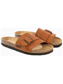 Leren slippers "Tom" lichtbruin