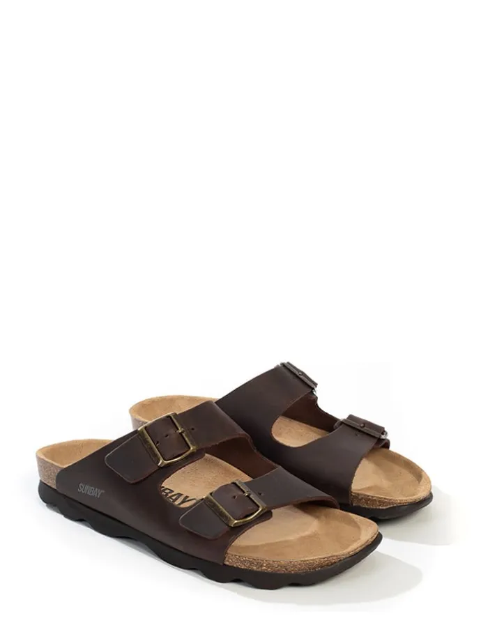 Leren slippers "Trefle" bruin