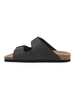 Leren slippers zwart