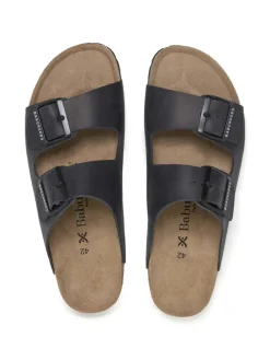 Leren slippers zwart