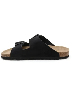 Leren slippers zwart