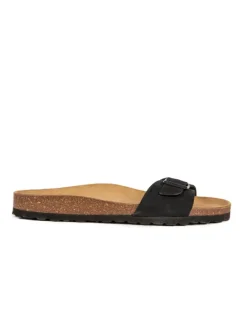 Leren slippers zwart