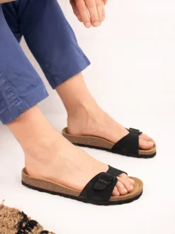 Leren slippers zwart