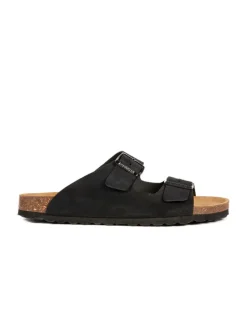 Leren slippers zwart