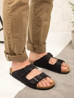 Leren slippers zwart