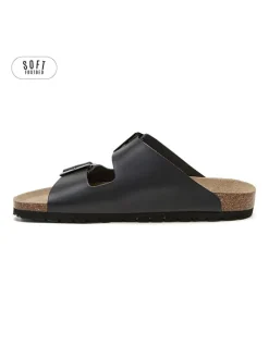Leren slippers zwart