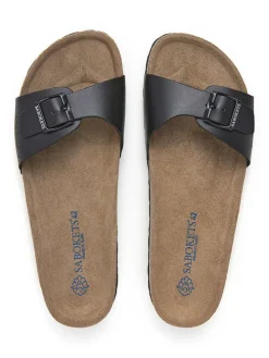 Leren slippers zwart