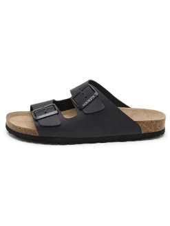 Leren slippers zwart