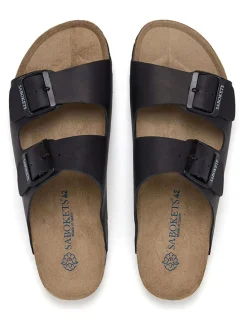 Leren slippers zwart