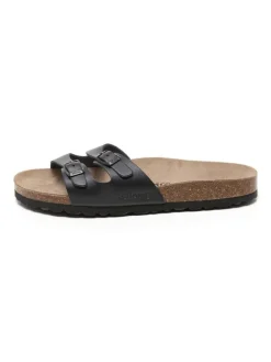 Leren slippers zwart