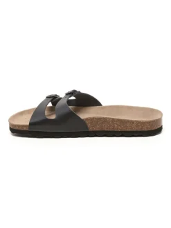 Leren slippers zwart