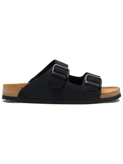 Leren slippers zwart