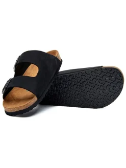 Leren slippers zwart