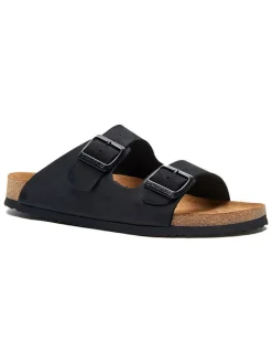 Leren slippers zwart