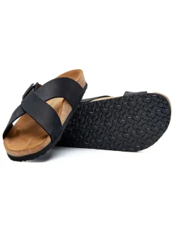 Leren slippers zwart