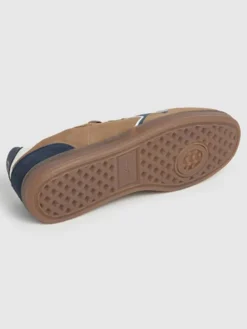 Leren sneakers "Ball Mix" lichtbruin/donkerblauw/wit