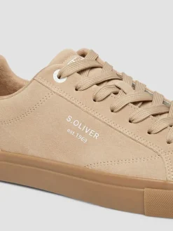 Leren sneakers beige