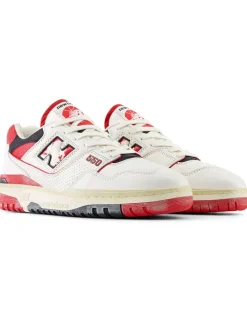 Leren sneakers "550" crème/rood