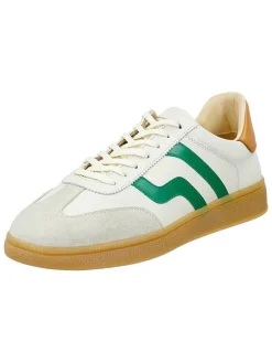 Leren sneakers "Cuzmo" lichtbruin/wit/groen