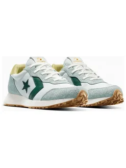 Leren sneakers "Omega" wit/lichtblauw/groen