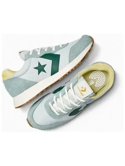 Leren sneakers "Omega" wit/lichtblauw/groen