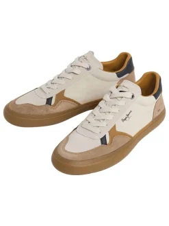 Leren sneakers "Travis Retro" crème/lichtbruin