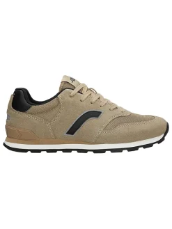 Leren sneakers zwart/beige