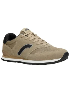 Leren sneakers zwart/beige