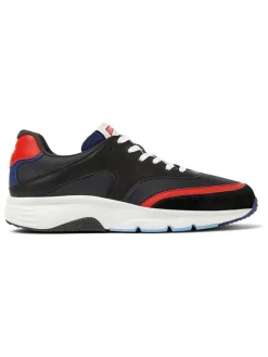 Leren sneakers zwart/rood/blauw