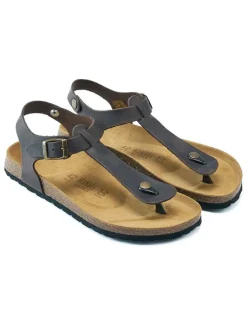 Leren teensandalen bruin