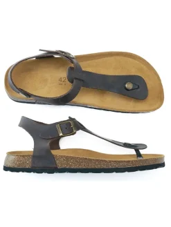 Leren teensandalen bruin