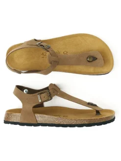 Leren teensandalen "Leon" bruin