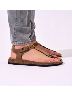Leren teensandalen "Leon" bruin