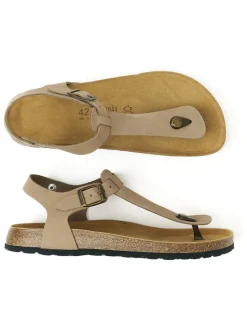 Leren teensandalen "Leon" lichtbruin
