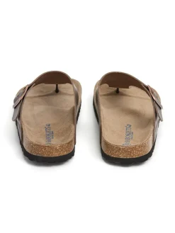 Leren teenslippers bruin