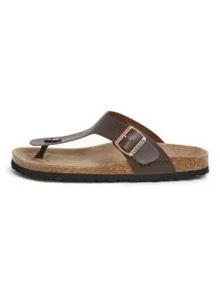 Leren teenslippers bruin