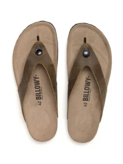 Leren teenslippers bruin