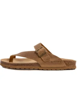 Leren teenslippers bruin