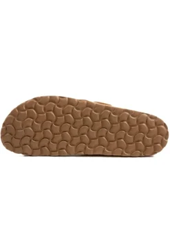 Leren teenslippers bruin