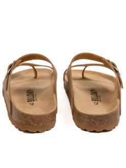 Leren teenslippers bruin